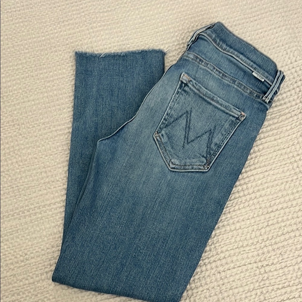MOTHER Blue Cropped Ankle Jeans